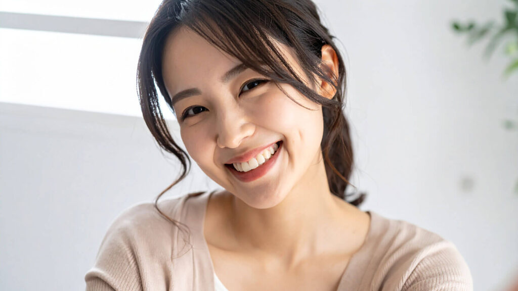 明るく清潔感のあるプロフィール写真を撮影するチャットレディ